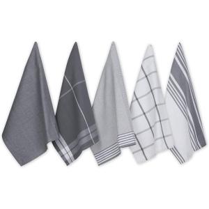 imageDII Assorted Woven Dishtowel Collection Classic Oversized 20x28 Black 5 PieceGray