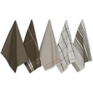 imageDII Assorted Woven Dishtowel Collection Classic Oversized 20x28 Black 5 PieceMushroom