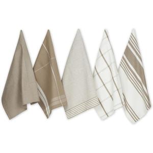 imageDII Assorted Woven Dishtowel Collection Classic Oversized 20x28 Black 5 PieceStone