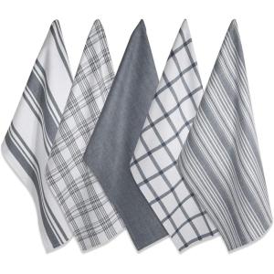 imageDII Assorted Woven Kitchen Dishtowel Set 18x28 Black 5 PieceGray