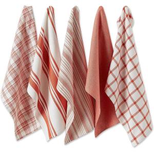 imageDII Assorted Woven Kitchen Dishtowel Set 18x28 Black 5 PieceSpice