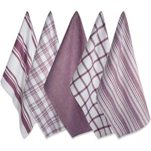 imageDII Assorted Woven Kitchen Dishtowel Set 18x28 Black 5 PieceWine