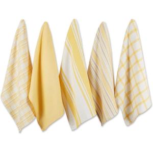 imageDII Assorted Woven Kitchen Dishtowel Set 18x28 Black 5 PieceYellow