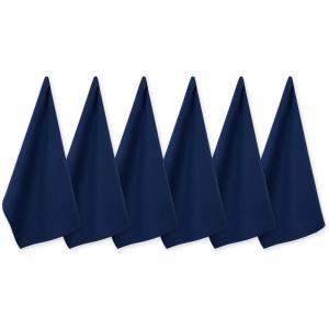 imageDII Basic Solid Dishtowel Collection Cotton Flat Woven Small Set 18x28 White 6 PieceNautical Blue