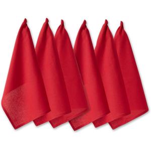imageDII Basic Solid Dishtowel Collection Cotton Flat Woven Small Set 18x28 White 6 PieceTango Red