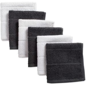 imageDII Basic Terry Collection Cotton Chef Dishcloth 12x12 Eggplant 6 PieceMineral Gray