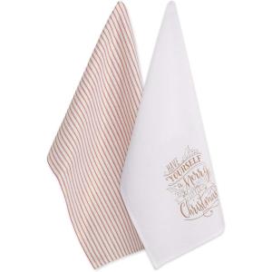 imageDII Christmas Tea Towels Decorative Kitchen Dish Towel Set 18x28 Pop Fizz Clink 2 PieceMerry Wishes