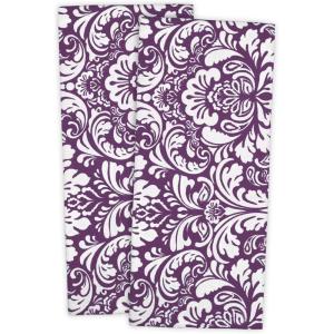 imageDII Cotton Dish Towel Set Damask Print 18x28 Gray 2 CountEggplant