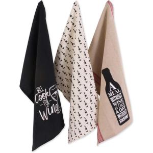 imageDII Everyday Collection Dishtowel Set 18x28 Love You 3 PieceWine  Sunshine