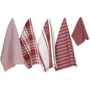 imageDII Everyday Collection Foodie Kitchen Set Dishtowel ampamp Dishcloth Nautical Blue 5 PieceBarn Red