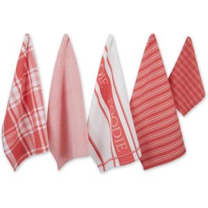 imageDII Everyday Collection Foodie Kitchen Set Dishtowel ampamp Dishcloth Nautical Blue 5 PieceCoral