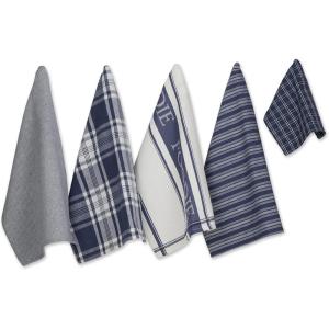 imageDII Everyday Collection Foodie Kitchen Set Dishtowel ampamp Dishcloth Nautical Blue 5 PieceFrench Blue