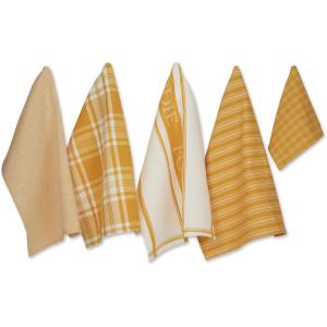 imageDII Everyday Collection Foodie Kitchen Set Dishtowel ampamp Dishcloth Nautical Blue 5 PieceHoney Gold