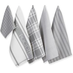 imageDII Everyday Collection Foodie Kitchen Set Dishtowel ampamp Dishcloth Nautical Blue 5 PieceLight Gray