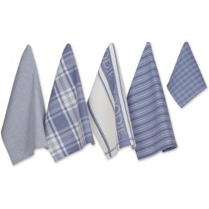 imageDII Everyday Collection Foodie Kitchen Set Dishtowel ampamp Dishcloth Nautical Blue 5 PieceStonewash Blue