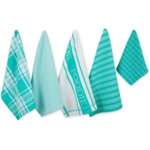 imageDII Everyday Collection Foodie Kitchen Set Dishtowel ampamp Dishcloth Nautical Blue 5 PieceTeal
