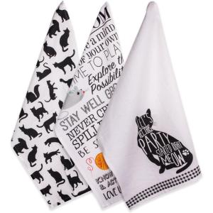 imageDII Everyday Pets Kitchen Collection Absorbent Dishtowel Set 18x28 Dog Print 3 CountCat Print