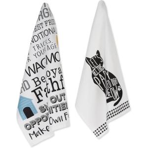 imageDII Everyday Pets Kitchen Collection Absorbent Dishtowel Set 18x28 Dog Print 3 CountCat Prints