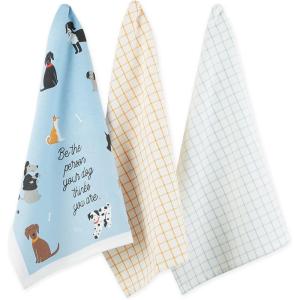 imageDII Everyday Pets Kitchen Collection Absorbent Dishtowel Set 18x28 Dog Print 3 CountDog Person
