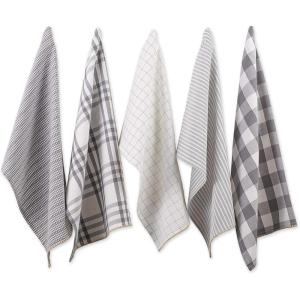 imageDII Farmhouse Basic Kitchen Collection Woven Dishtowel Set 18x28 Black 5 PieceGray