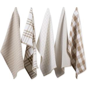 imageDII Farmhouse Basic Kitchen Collection Woven Dishtowel Set 18x28 Black 5 PieceStone