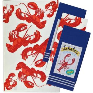 imageDII Fresh Catch Collection Kitchen Dishtowel Set 18x28 Blue Sea 3 PieceLobster