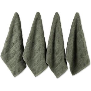 imageDII Luxury Barmop Collection Chevron Dishtowel Set Gray 16x19 4 PieceArtichoke Green