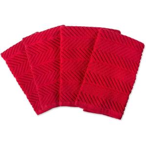 imageDII Luxury Barmop Collection Chevron Dishtowel Set Gray 16x19 4 PieceTango Red