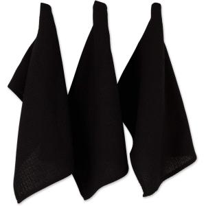 imageDII Recycled Cotton Kitchen Collection Dishtowel Set 18x26 Black 6 PieceBlack