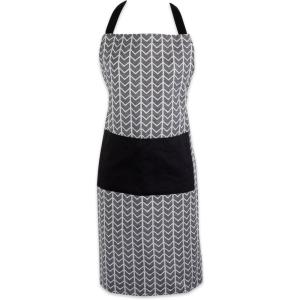 imageDII Unisex Jacquard Chef Apron Geometric Black ampamp White 32x28 HerringboneBlack  White