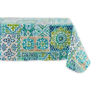 imageDII Spanish Tile Print Collection Flannel Backed Tablecloth 60 x 120 Multi Color