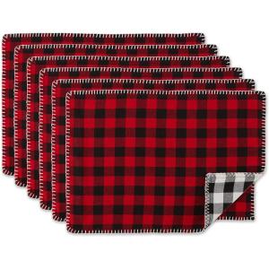 imageDII Buffalo Check Reversible Collection Tabletop Placemat Set 13x19 Red ampamp Black 6 PieceRed  Black