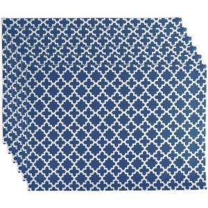 imageDII Lattice Tabletop Collection Placemat Set 13x19 Aqua 6 PieceNautical Blue