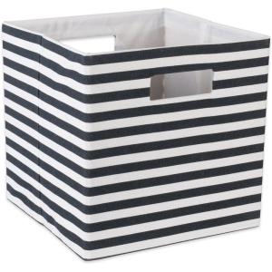 imageDII Collapsible Polyester Storage Cube Pinstripe Black LargeBlack