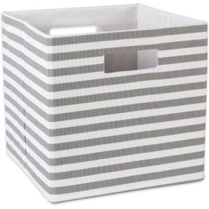imageDII Collapsible Polyester Storage Cube Pinstripe Black LargeGray