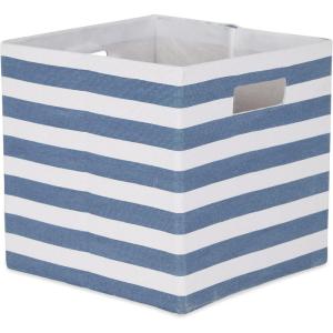 imageDII Polyester Cube Storage Collection Collapsible Hard Sided Bin 13x13x13 TealFrench Blue