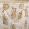 imageDII Polyester Storage Bin Gold Metallic Collection Collapsible with Handles Large Round Pineapple