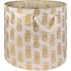 imageDII Polyester Storage Bin Gold Metallic Collection Collapsible with Handles Large Round Pineapple
