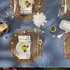 imageDII IndoorOutdoor Tabletop Collection Umbrella Hole with Zipper Machine Washable Tonal Lattice Tablecloth 60quot Round ArtichokeFrench Blue