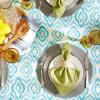 imageDII Summer Ikat Print Vinyl Tabletop Collection Flannel Backed IndoorOutdoor Tablecloth Rectangle 60x84 Blue Ikat70 Round