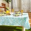 imageDII Summer Ikat Print Vinyl Tabletop Collection Flannel Backed IndoorOutdoor Tablecloth Rectangle 60x84 Blue Ikat84 x 60 Rectangular