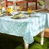 imageDII Summer Ikat Print Vinyl Tabletop Collection Flannel Backed IndoorOutdoor Tablecloth Rectangle 60x84 Blue Ikat84 x 60 Rectangular
