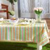 imageDII Vinyl Tabletop Collection IndoorOutdoor SpillProof Flannel Backed Tablecloth Rectangle 60x102 Summer StripeSpring Stripe