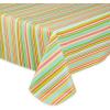 imageDII Vinyl Tabletop Collection IndoorOutdoor SpillProof Flannel Backed Tablecloth Rectangle 60x102 Summer StripeSpring Stripe