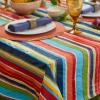 imageDII Vinyl Tabletop Collection IndoorOutdoor SpillProof Flannel Backed Tablecloth Rectangle 60x102 Summer StripeSummer Stripe