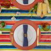 imageDII Vinyl Tabletop Collection IndoorOutdoor SpillProof Flannel Backed Tablecloth Rectangle 60x102 Summer StripeSummer Stripe
