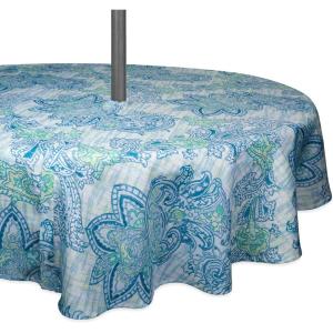 imageDII Blue Paisley Outdoor Tabletop Collection Stain Resistant ampamp Waterproof 60x84 wZipper Blue60 Round w Zipper