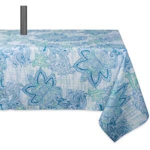 imageDII Blue Paisley Outdoor Tabletop Collection Stain Resistant ampamp Waterproof 60x84 wZipper Blue60 x 84 w Zipper