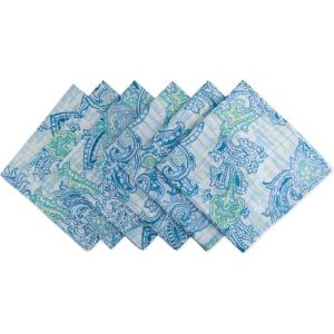 imageDII Blue Paisley Outdoor Tabletop Collection Stain Resistant ampamp Waterproof 60x84 wZipper BlueNapkin Set