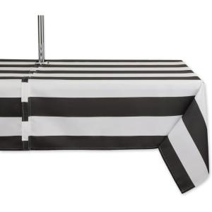 imageDII Cabana Stripe Outdoor Zippered Tabletop Collection StainWrinkle Resistant ampamp Waterproof 60 x 120 Nautical BlueBlack